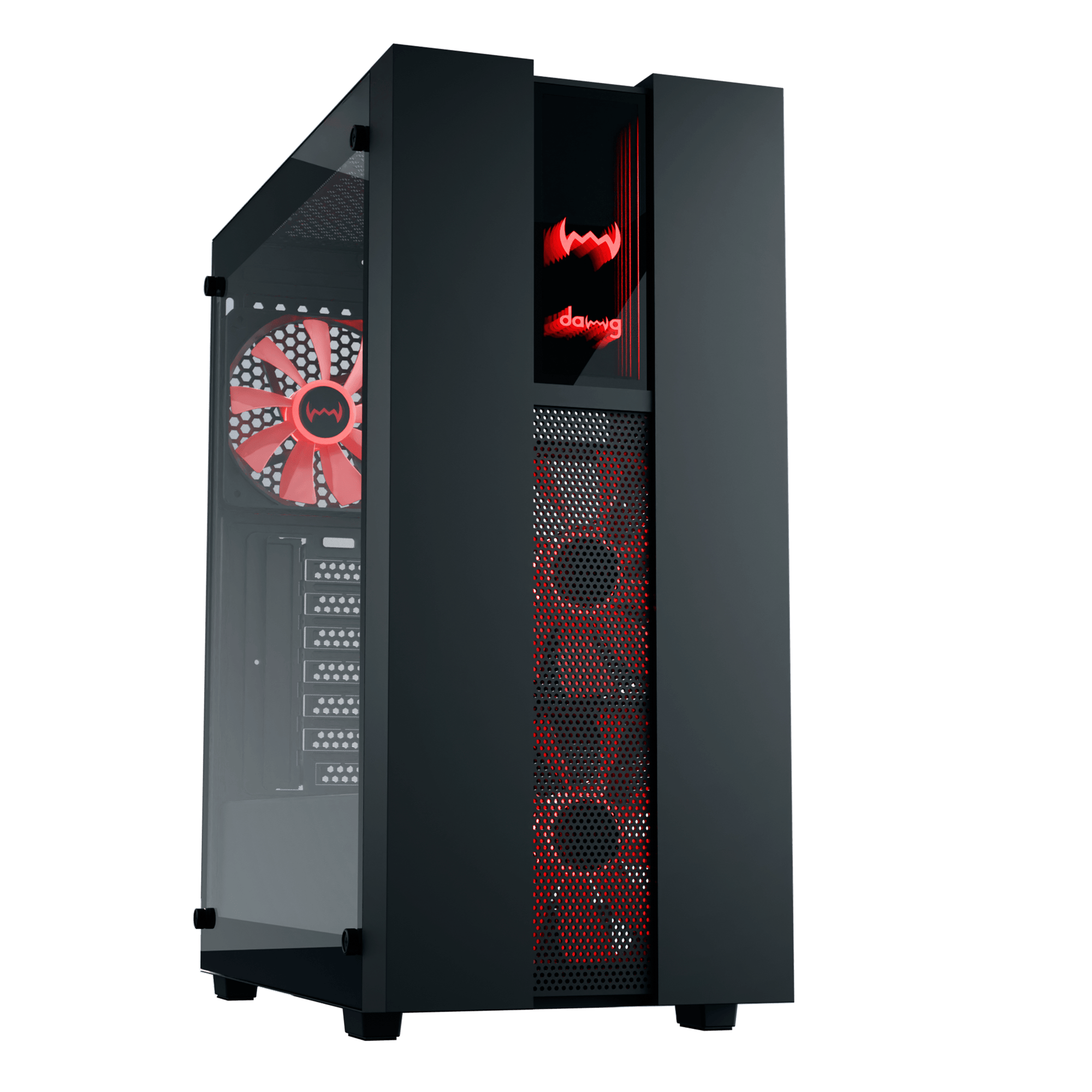 daWg v350 black mid tower chassis, with sleek design
