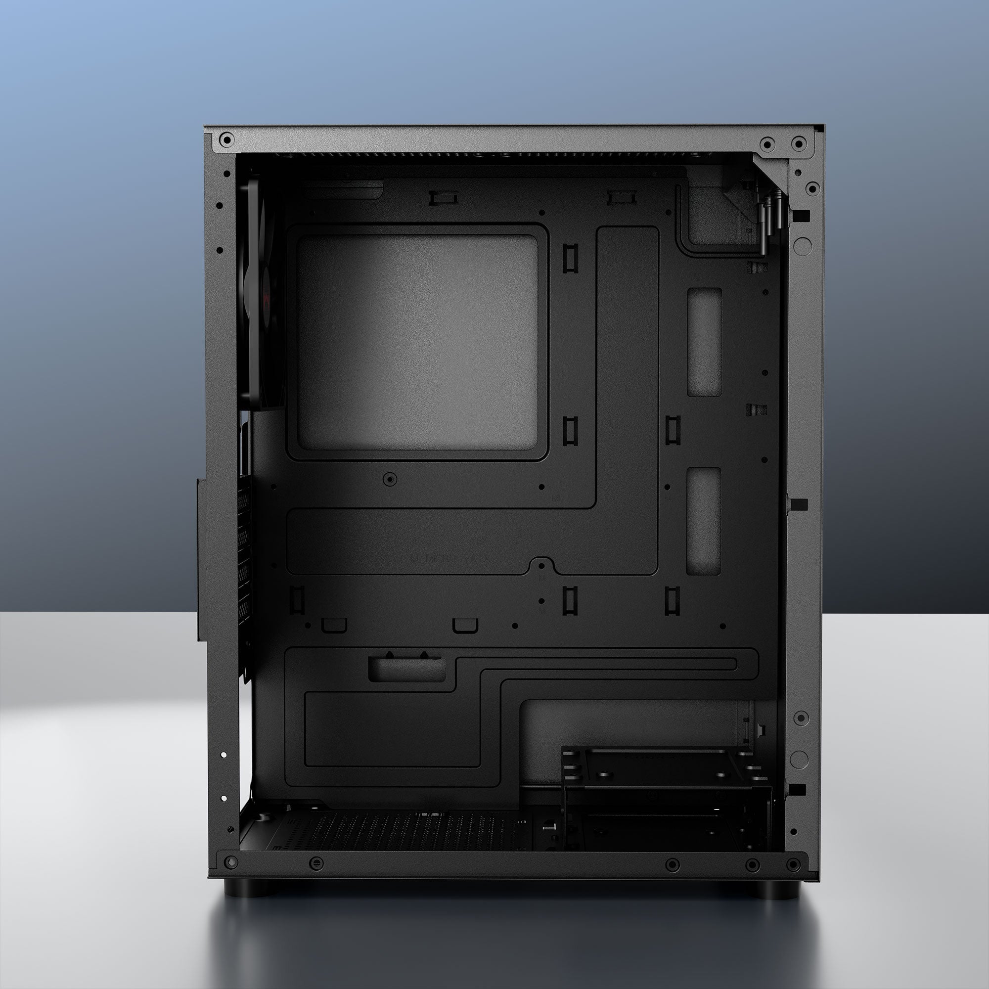 daWg v110 grey mini tower chassis , side view of internal space