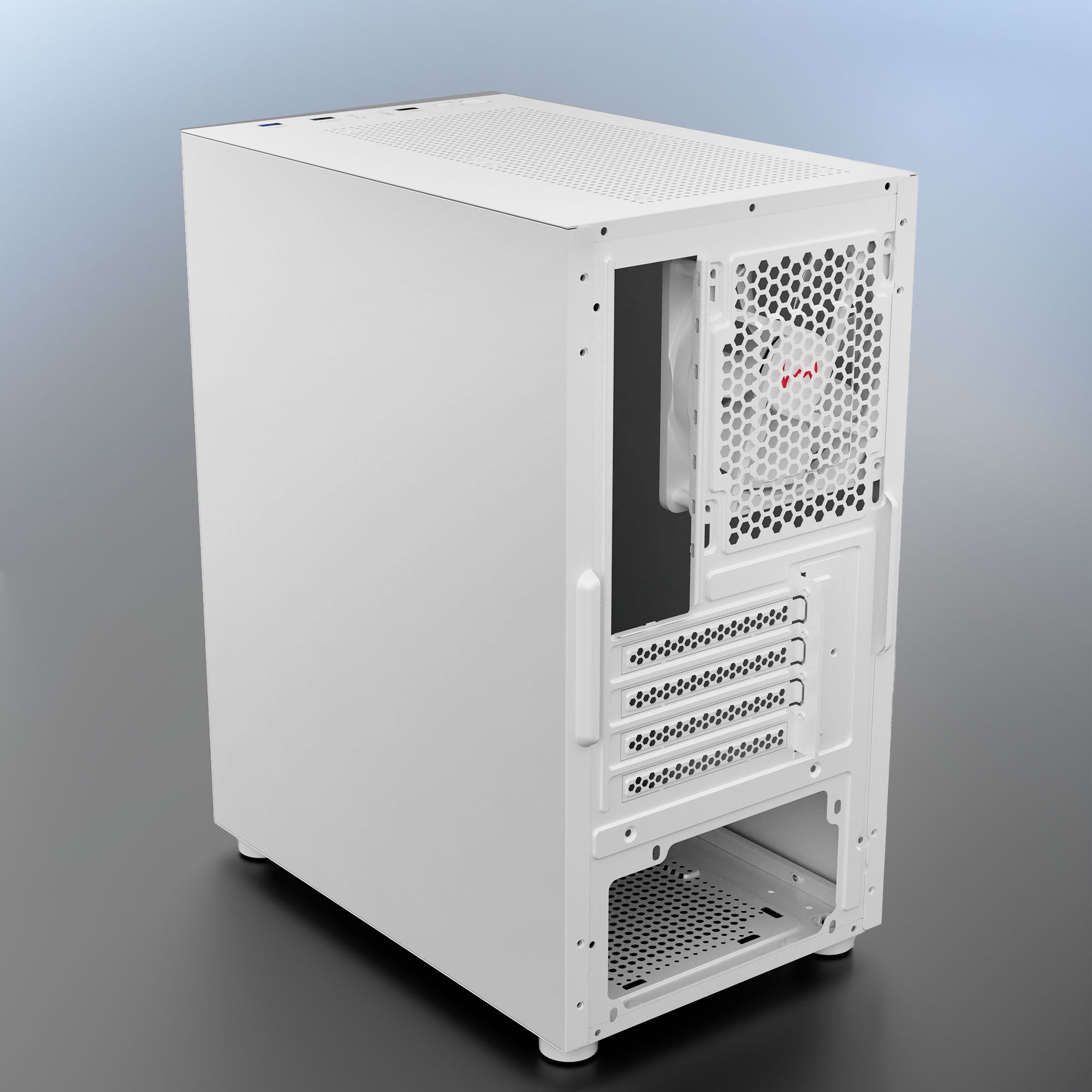 daWg v110 white mini tower chassis, rear view panel description