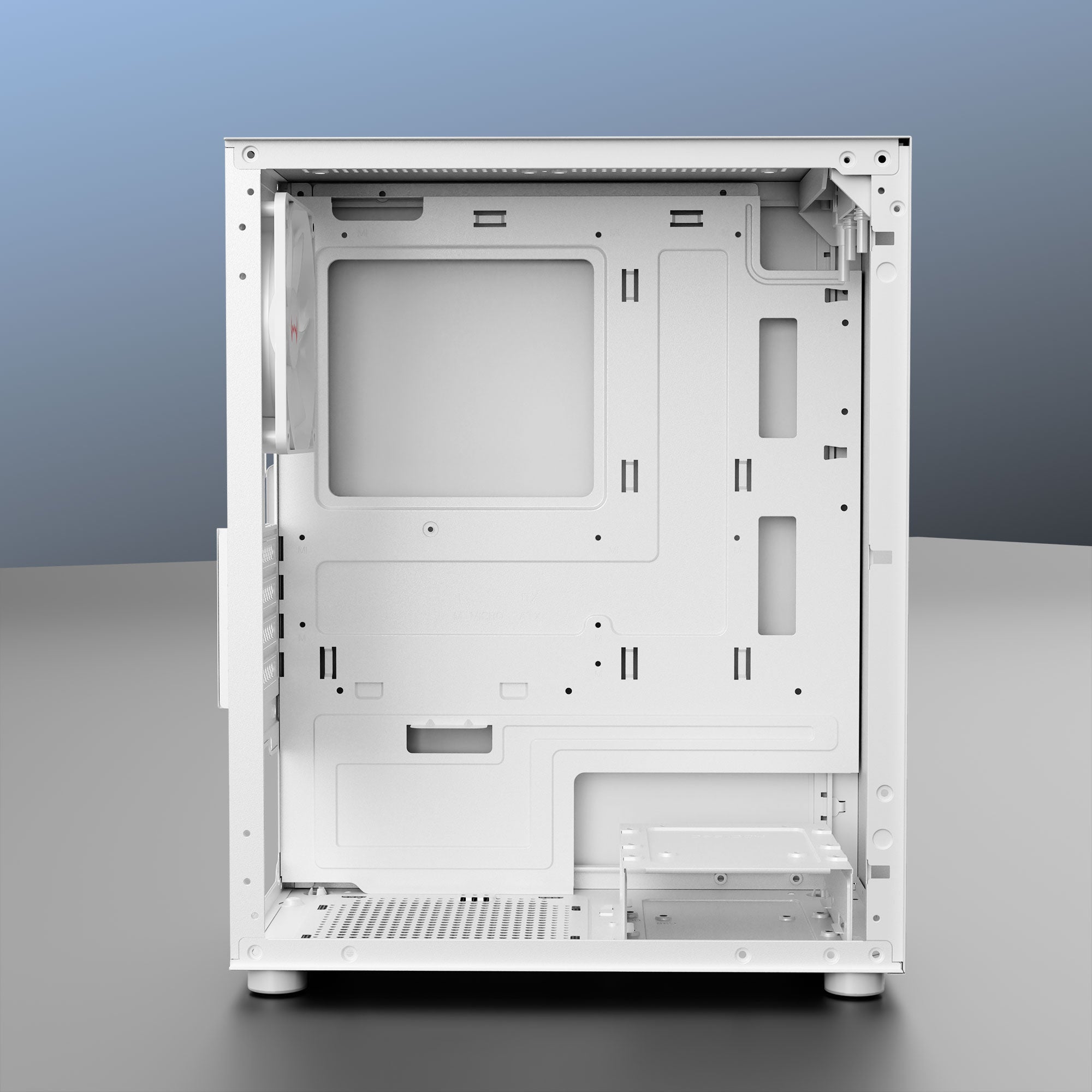 daWg v110 white mini tower chassis , side view of internal space