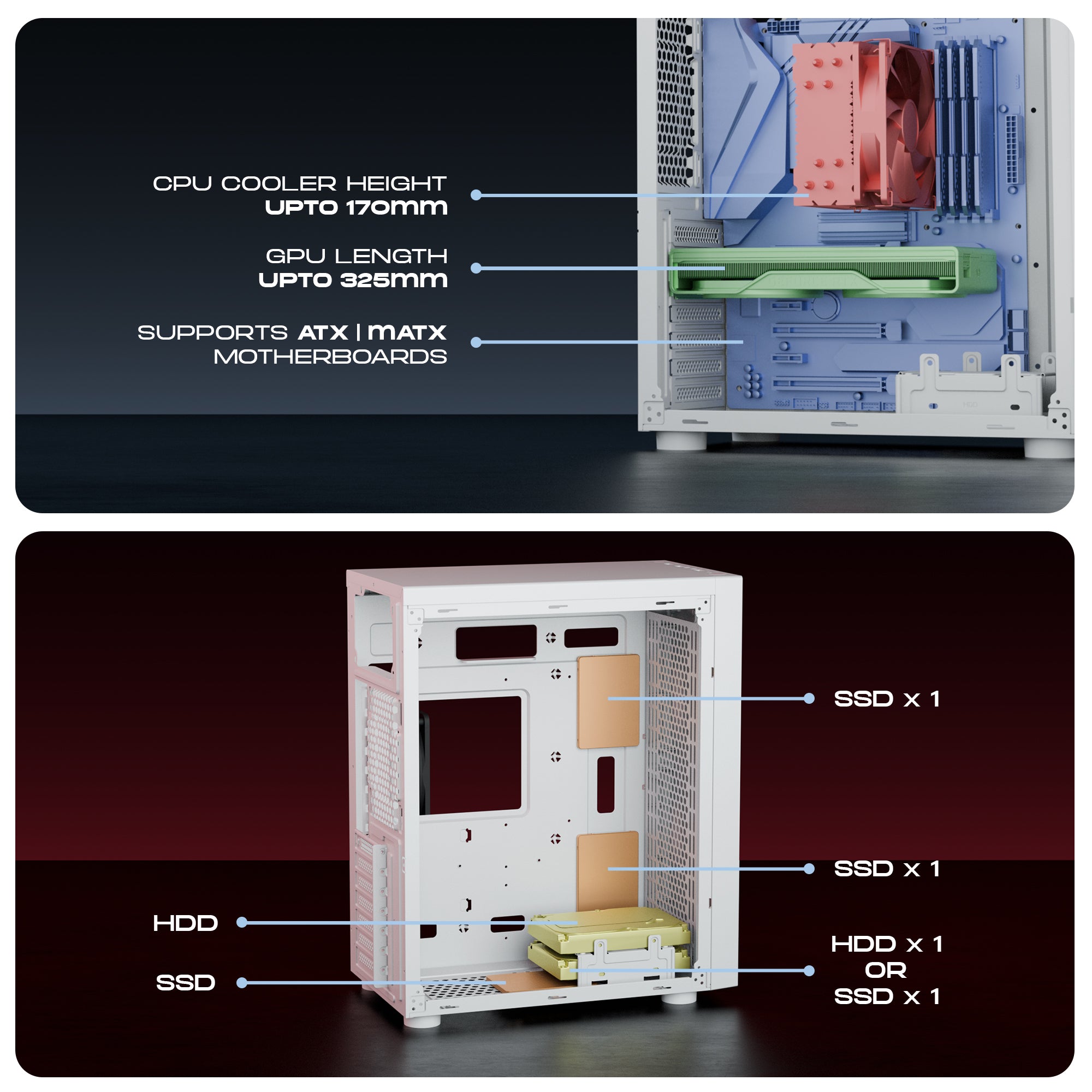 daWg v211 white mid tower chassis showing internal components
