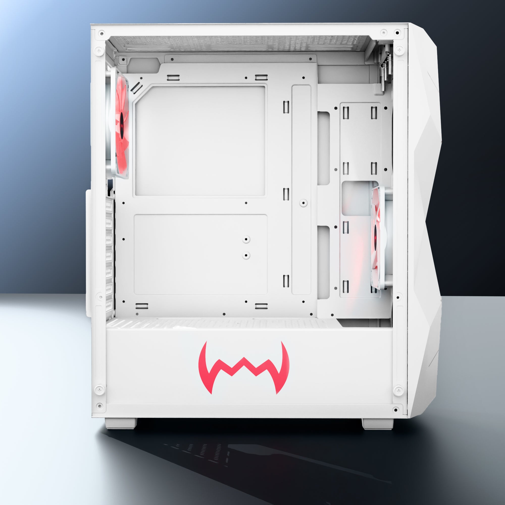 daWg V240 white Mid tower chassis, side view internal design