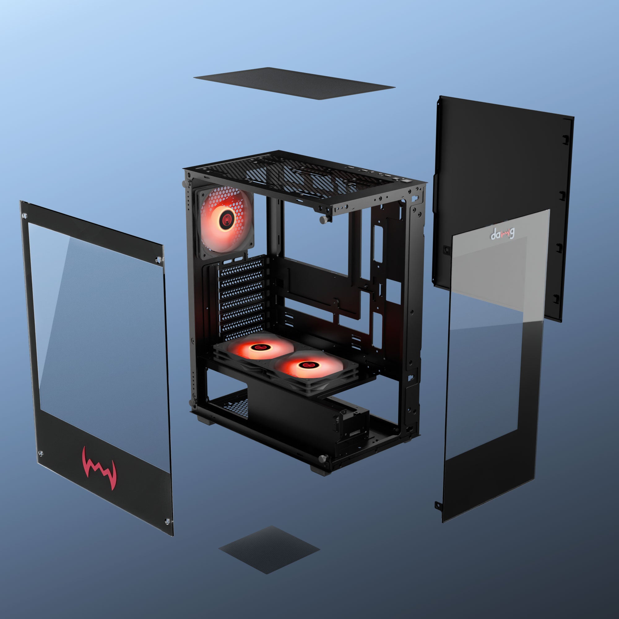 daWg X 430 Black Mid tower Chassis , dismantled the parts separately