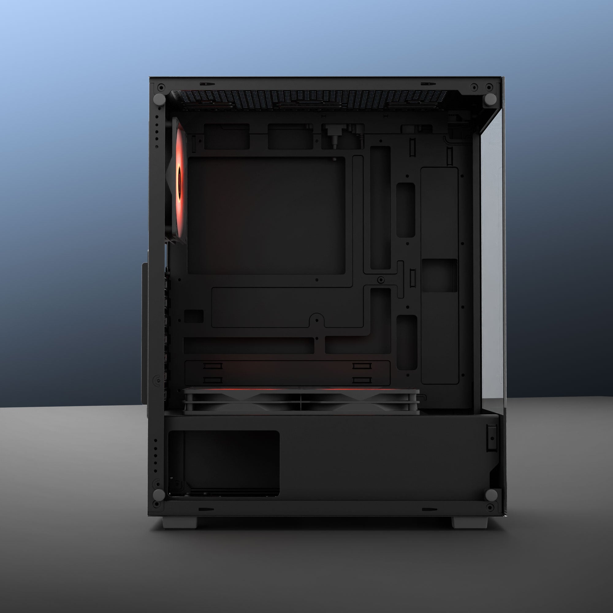 daWg X 430 Black Mid tower Chassis , Shows side view of inter design