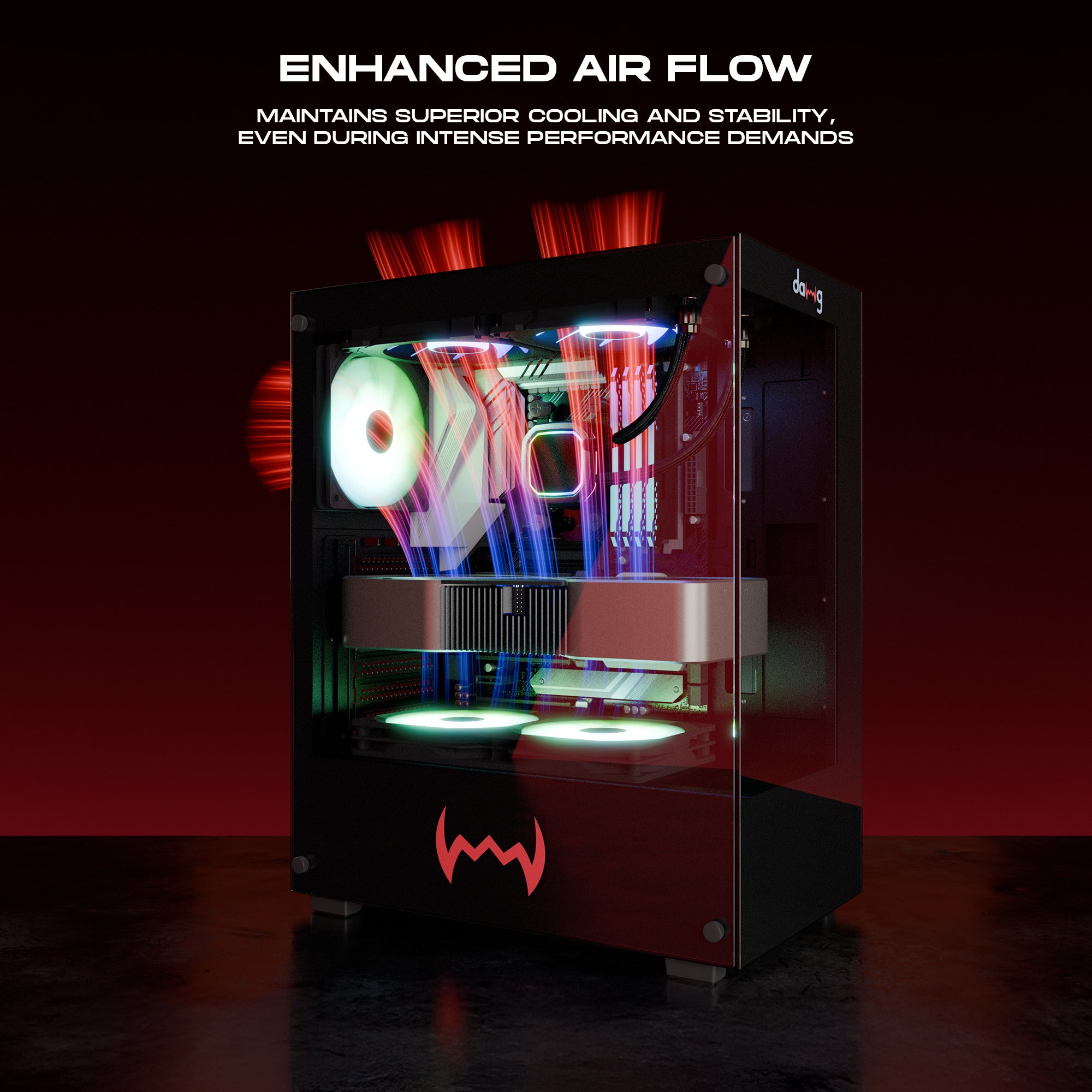 daWg X 430 Black Mid tower Chassis , airflow direction design for enhanced airflow