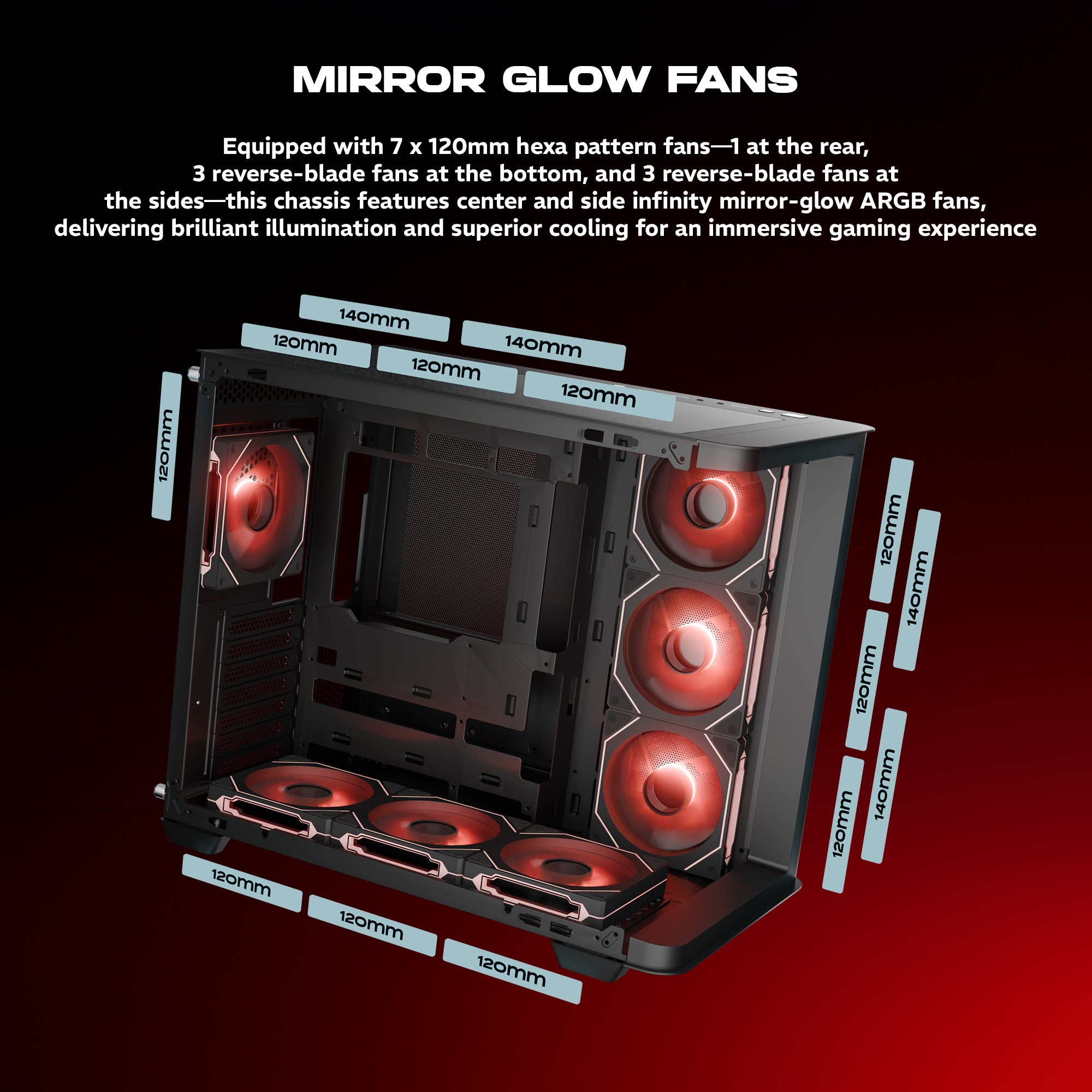 daWg Y820 black Mid Tower Chassis , 120mm hexa cooling fans for gaming