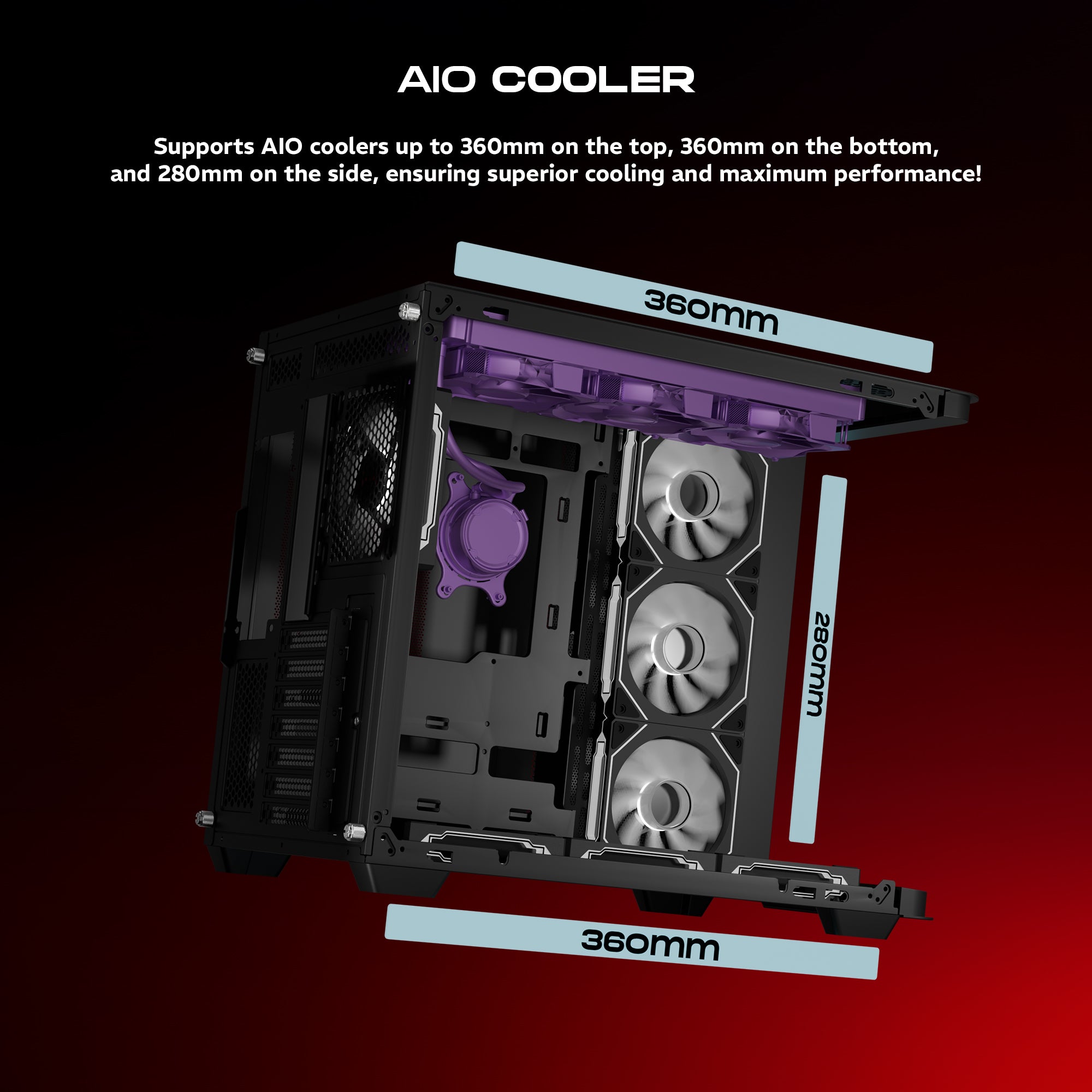 daWg Y820 black Mid Tower Chassis , 360mm AIO cooler for superior cooling