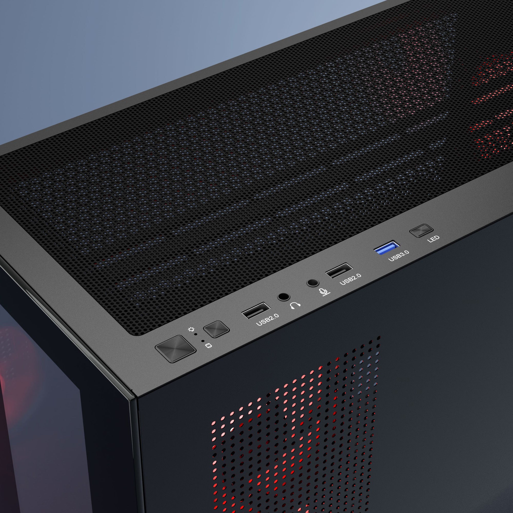 daWg X 520 Black Mid tower chassis , Shows input ports