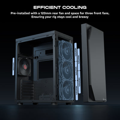 daWg v211 black mid tower chassis showing advanced cooling support