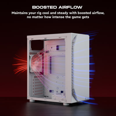 daWg v211 white mid tower chassis with ample internal space with boosted airflow