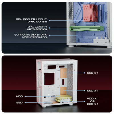 daWg v211 white mid tower chassis showing internal components 