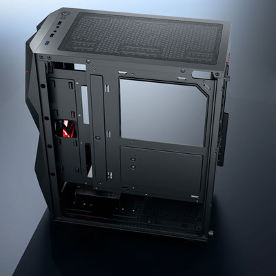 daWg V240 black Mid tower chassis side view of internal design