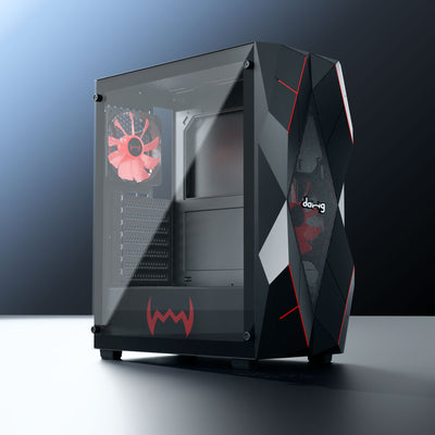 daWg V240 black Mid tower chassis , side view with a glassy finish