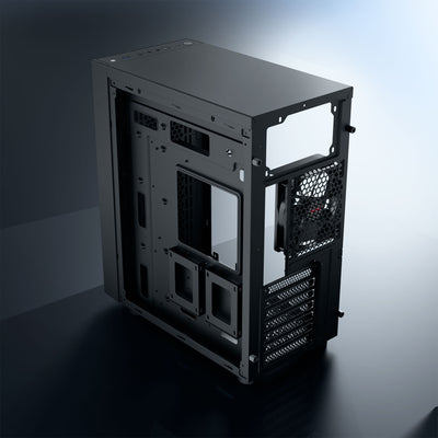 daWg V210 black mid tower chassis , rear view description