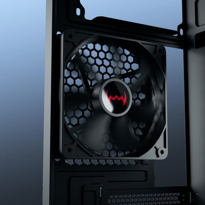 daWg V210 black mid tower chassis 120mm rear view cooling fan