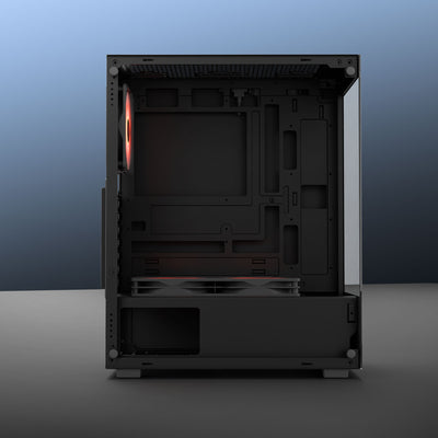 daWg X 430 Black Mid tower Chassis , Shows side view of inter design