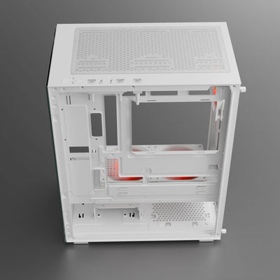 daWg X 430 White Mid tower Chassis , top view AIO cooler on Top for peak performance