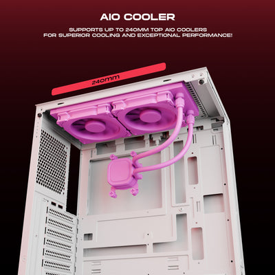 daWg X 430 White Mid tower Chassis , 240mm Top AIO Cooler for superior Cooling