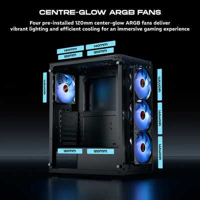 daWg X440 black mid tower chassis with 120mm cooling fans for efficiency