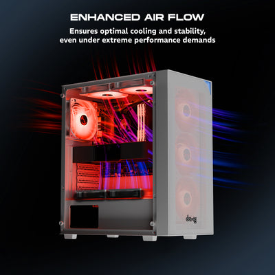 daWg X440 white mid tower chassis side view showing internal space for enhanced air flow