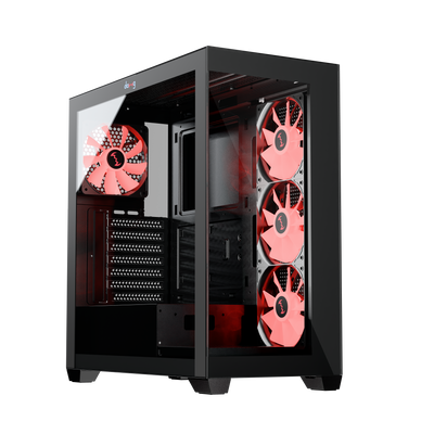 daWg X 520 Black Mid tower chassis , angled view shows Chassis design