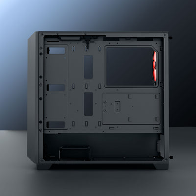 daWg X 540 Black full tower Chassis, side view of internal design