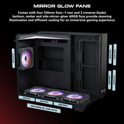 daWg Y 740 Black Cube Chassis , 12omm cooling fans for efficient cooling