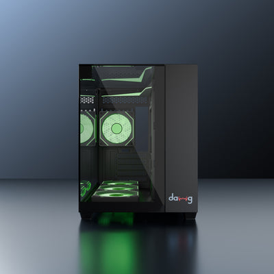 daWg Y 740 Black Cube Chassis with glossy view, Front view