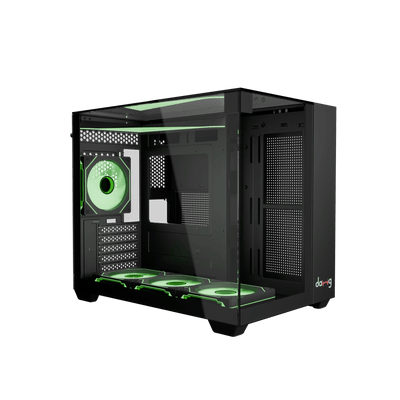 daWg Y 740 Black Cube Chassis with Compact finish, Angled view