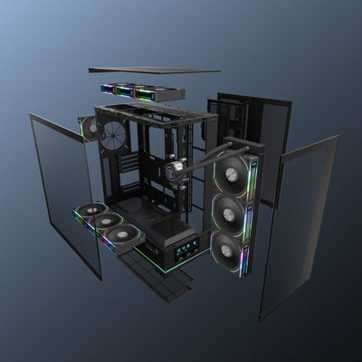 daWg Y990 Black Mid Tower Chassis Dismantled view for separate parts
