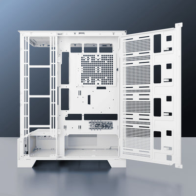 daWg Y990 White Mid Tower Chassis Open side view 