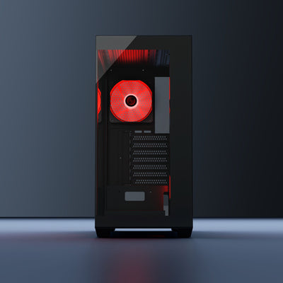 daWg X 520 Black Mid tower chassis front view of chassis with sleek finish